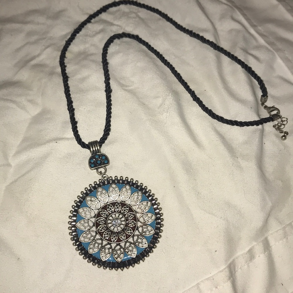 Tribal Print Medallion Necklace